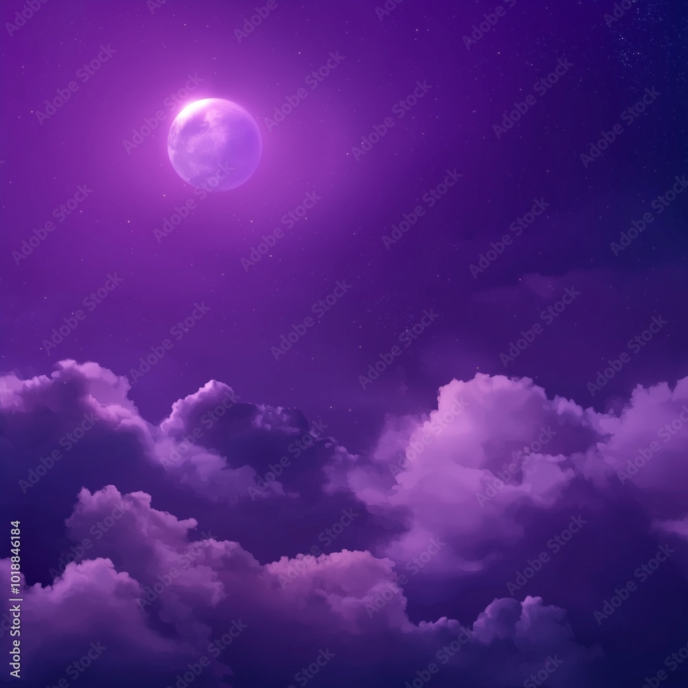Purple gradient mystical moonlight sky with clouds and stars phone background wallpaper ai generated Purple gradient mystical moonlight sky with clouds and stars phone background wallpaper ai generated