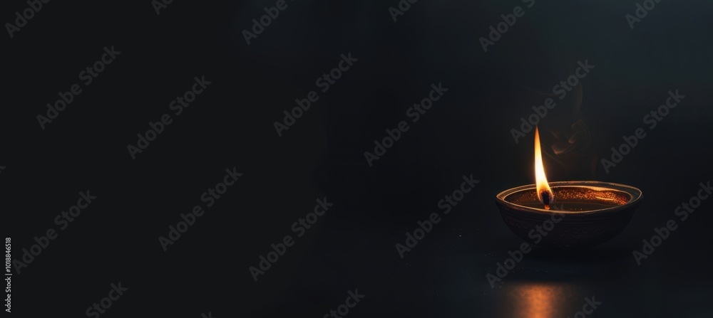 Minimalistic Deepavali Design with Glowing Oil Lamp on Dark Background for Social Media Minimalistic Deepavali Design with Glowing Oil Lamp on Dark Background for Social Media