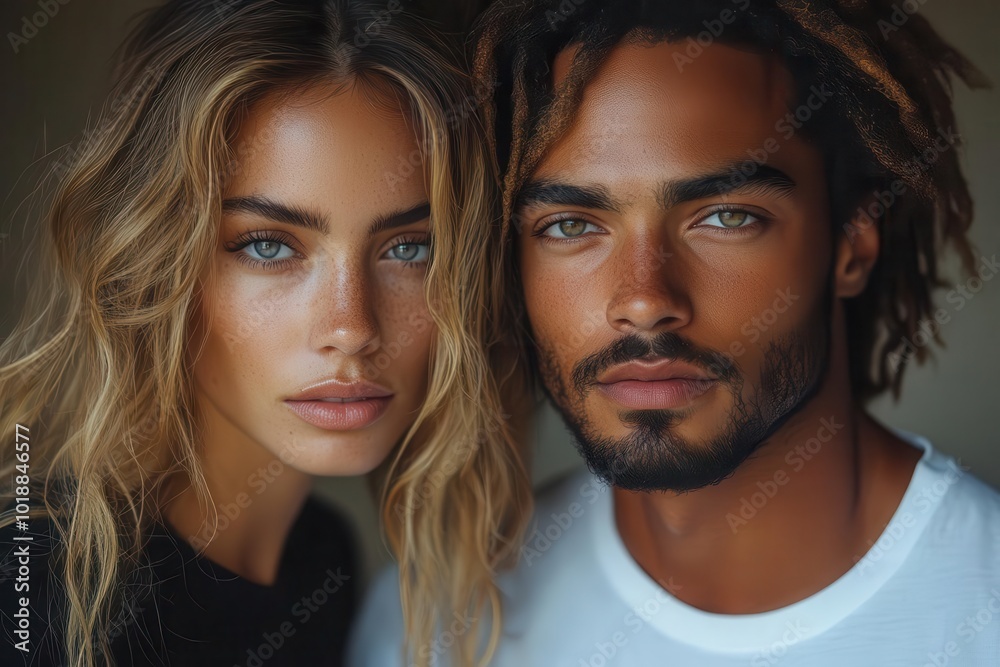 minimalistic portrait of a man and woman wearing blank white and black tshirts creating a striking contrast against a soft gradient background emphasizing simplicity and modern fashion minimalistic portrait of a man and woman wearing blank white and black tshirts creating a striking contrast against a soft gradient background emphasizing simplicity and modern fashion