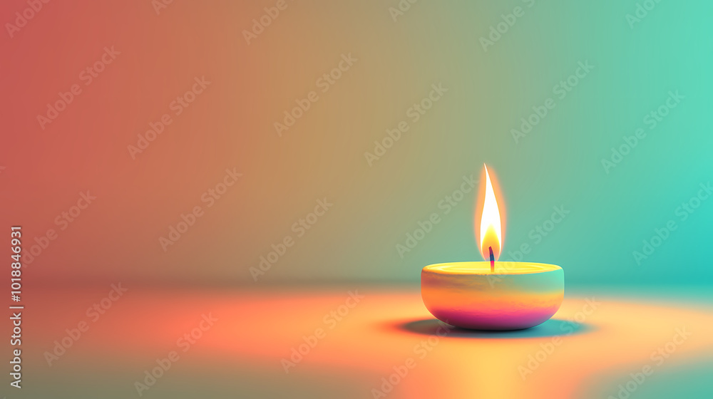 Single candle illumination with gradient background Single candle illumination with gradient background