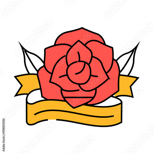 rose tattoo art vintage line icon vector. rose tattoo art vintage sign. isolated symbol illustration