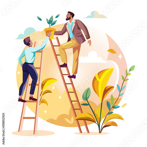 A flat style illustration of ecologist 