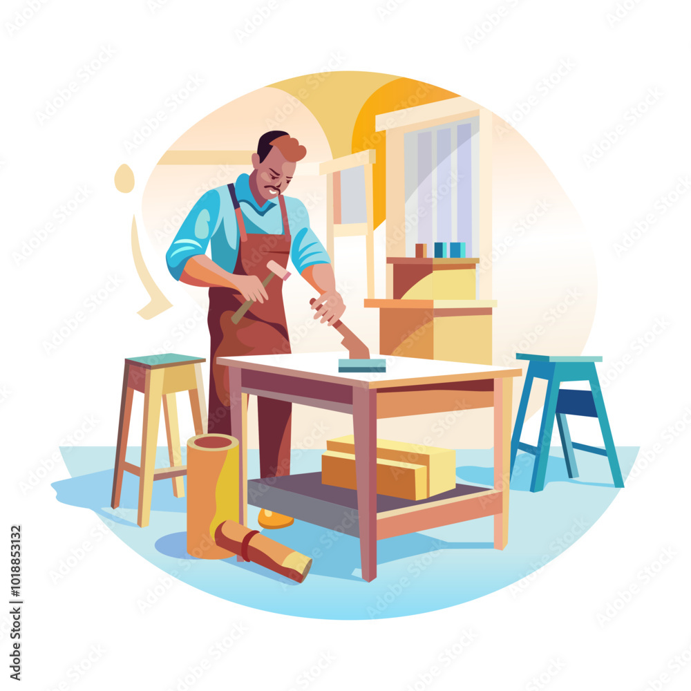 A flat illustration of carpenter A flat illustration of carpenter