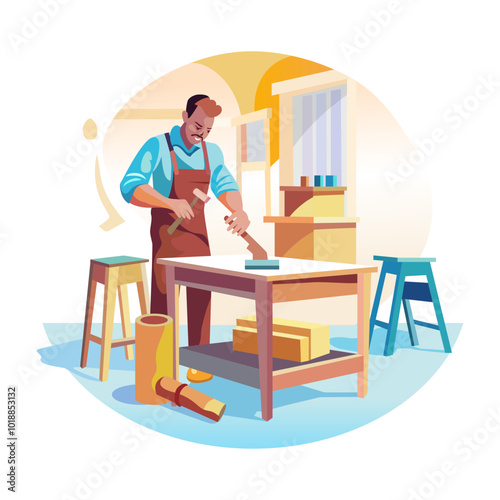 A flat illustration of carpenter 