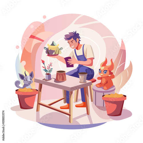 A flat illustration of storyteller