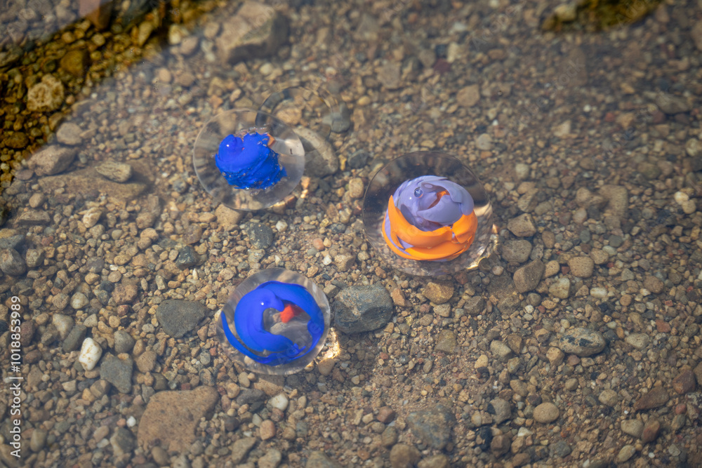 Crystal Colourful Spheres In Water Crystal Colourful Spheres In Water