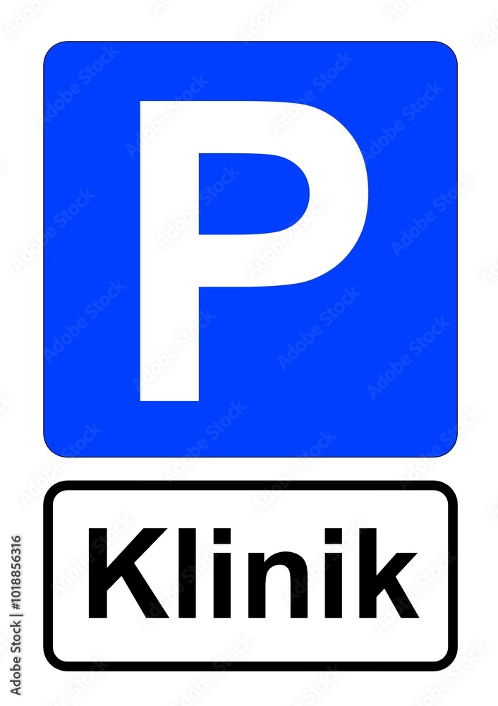 Illustration eines blauen Parkplatzschildes mit der Aufschrift Illustration eines blauen Parkplatzschildes mit der Aufschrift