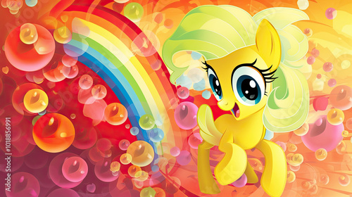 Beautiful Wallpaper with a Pony Design, Ideal Horse Poster or Graphic Resource for Creative Project, Ai Generative