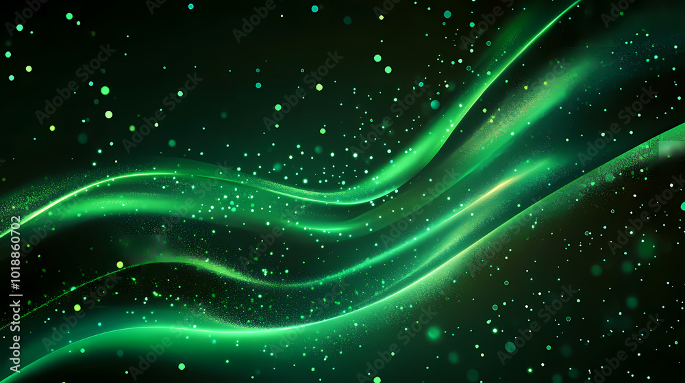 Obraz premium A green and black background bioluminescent. Glowing Bioluminescence. Illustration