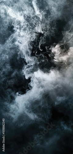 Mysterious grey and silver smoke wisps dance against a deep black backdrop, creating a cinematic vertical wallpaper