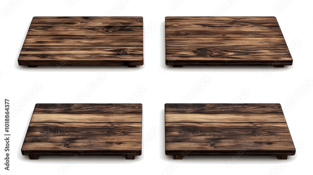 Collection of Wooden Boards on a Dark Wooden Table Generative AI
