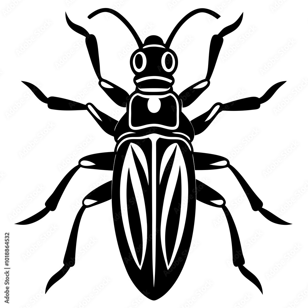 A Tiger Beetle insect vector illustration on a white background A Tiger Beetle insect vector illustration on a white background
