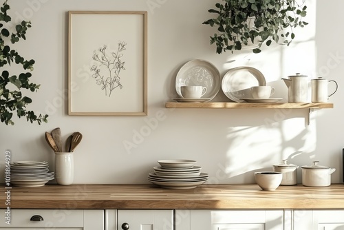 Modern kitchen with wooden countertops and minimalist decor in a cozy setting