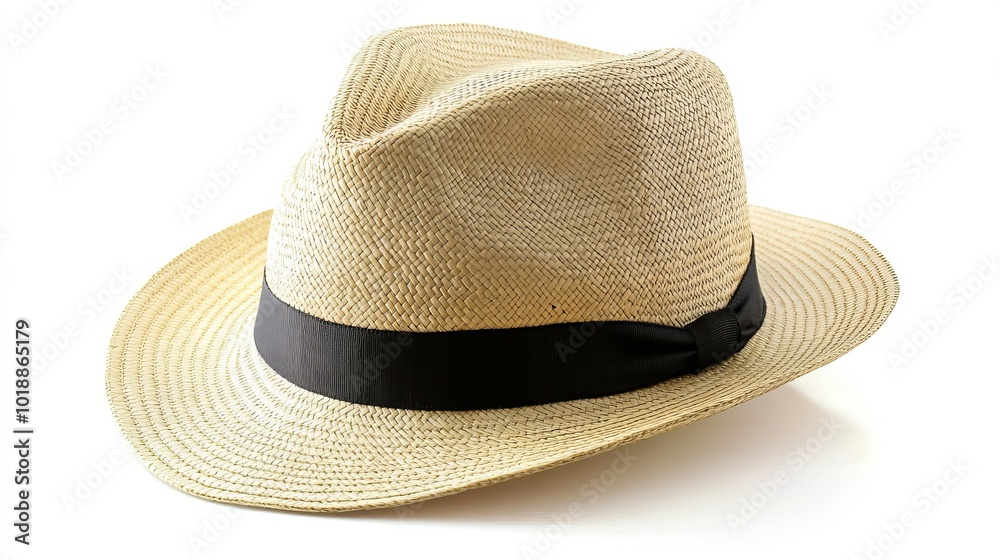 Summer Straw Hat Isolated on White Background in Panama Fashion Hat Style, Ideal for Beach Vacation Sun Protection for Both Men and Women, Stylish and Comfortable Headwear Accessory.
Summer Straw Hat Isolated on White Background in Panama Fashion Hat Style, Ideal for Beach Vacation Sun Protection for Both Men and Women, Stylish and Comfortable Headwear Accessory.
