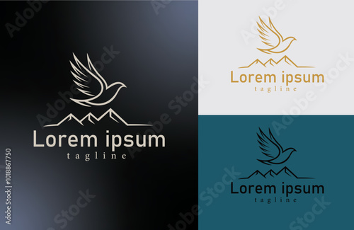 Minimalist Bird and Mountain Logo – Modern Symbol for Nature, Travel, or Adventure Branding