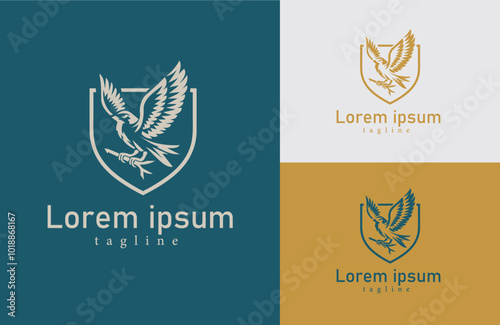Heraldic Eagle Emblem – Elegant Vector Shield Logo for Corporate and Brand Identity