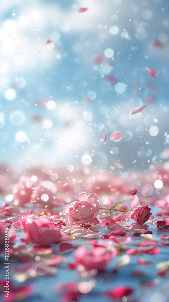 Pink rose petals scattered on a table Pink rose petals scattered on a table