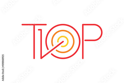 bullseye and top 10 logo. top 10 concept for the world of music, sports, technology, business, education