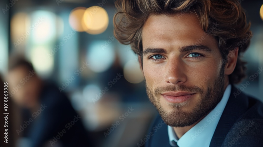 Fototapeta premium Dynamic businessman in office environment