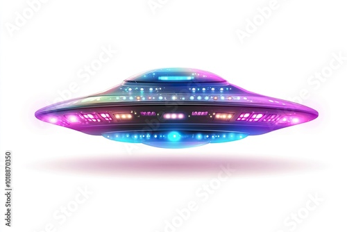 ufo space flying saucer alien ship luminous vector illustration isolated on white background -.generative ai