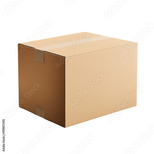 Brown cardboard box, Transparent background.