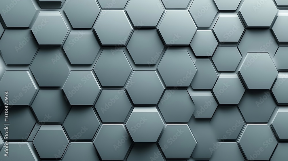 Abstract background of gray 3D hexagons in a repeating pattern. Abstract background of gray 3D hexagons in a repeating pattern.