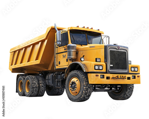 Yellow dump truck, Transparent background.