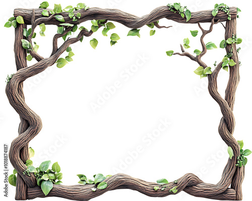 Vine frame with leaves, Transparent background.