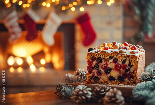 Festive Christmas Fruitcake by the Fire