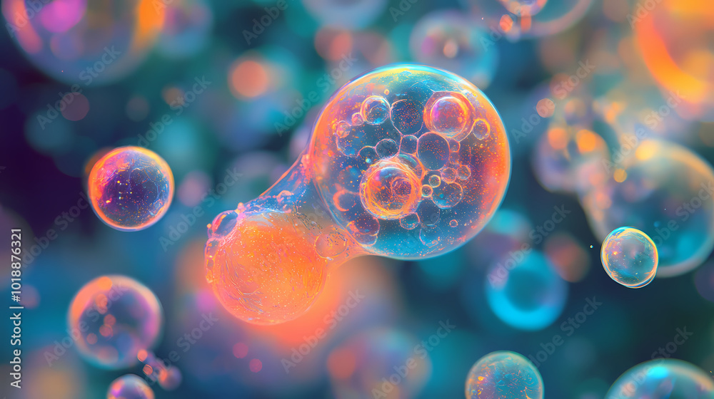 Abstract colorful bubbles. Glowing Bioluminescence. Illustration Abstract colorful bubbles. Glowing Bioluminescence. Illustration
