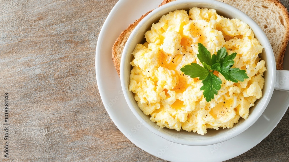 Creamy Scrambled Eggs on Toast with Fresh Parsley Creamy Scrambled Eggs on Toast with Fresh Parsley