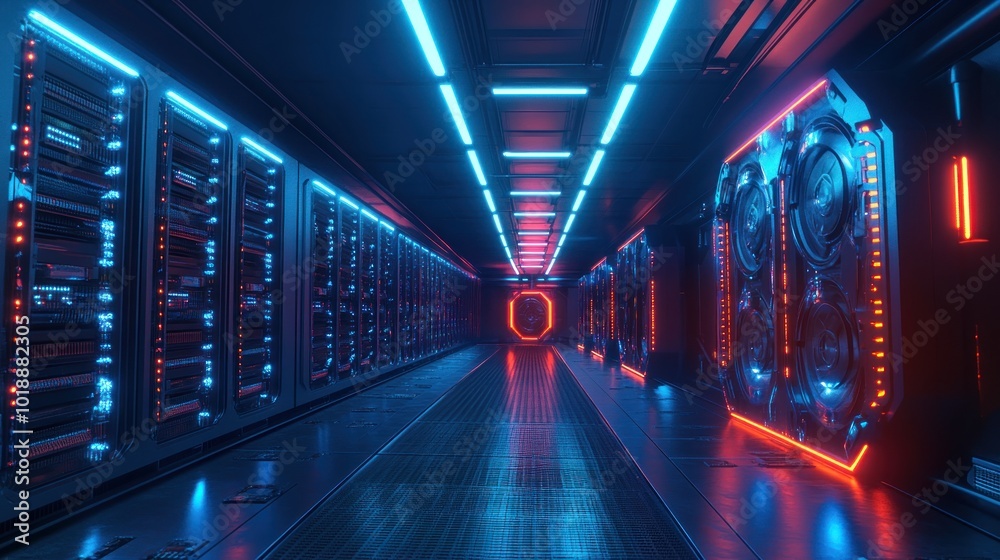 A Bitcoin mining farm with rows of GPU rigs under blue fluorescent lights, representing the high-energy and digital nature of blockchain mining technology. A Bitcoin mining farm with rows of GPU rigs under blue fluorescent lights, representing the high-energy and digital nature of blockchain mining technology.