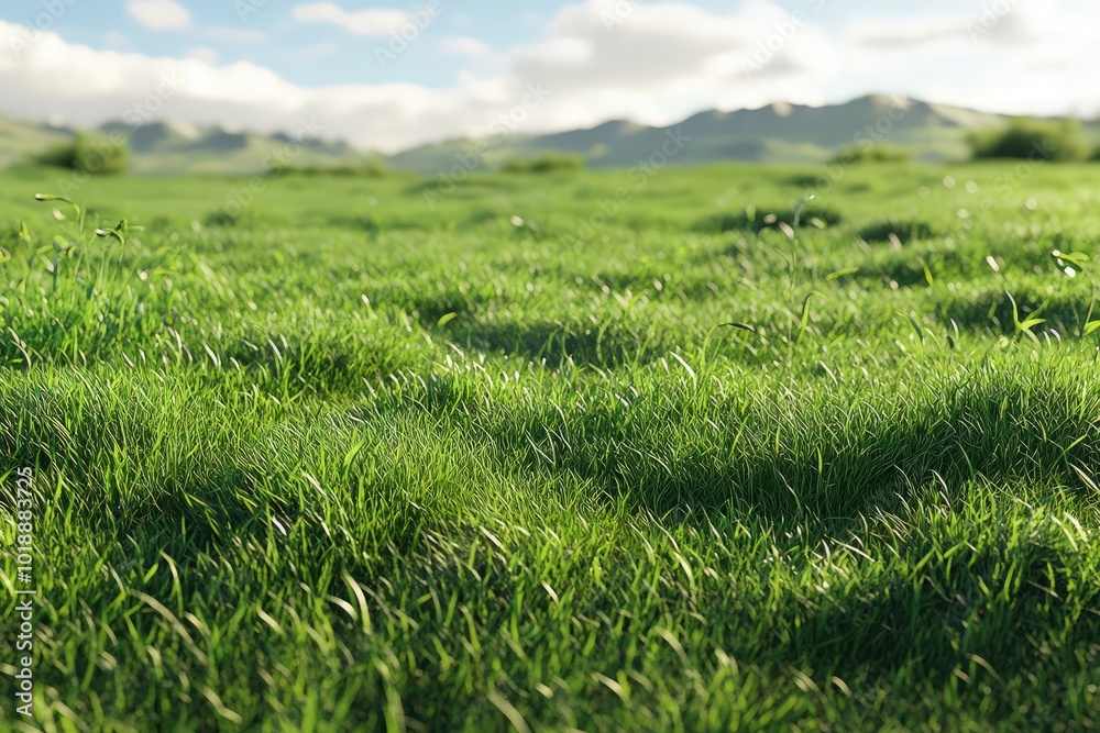A 3D-rendered green grass field, perfect for visualizing outdoor scenes.