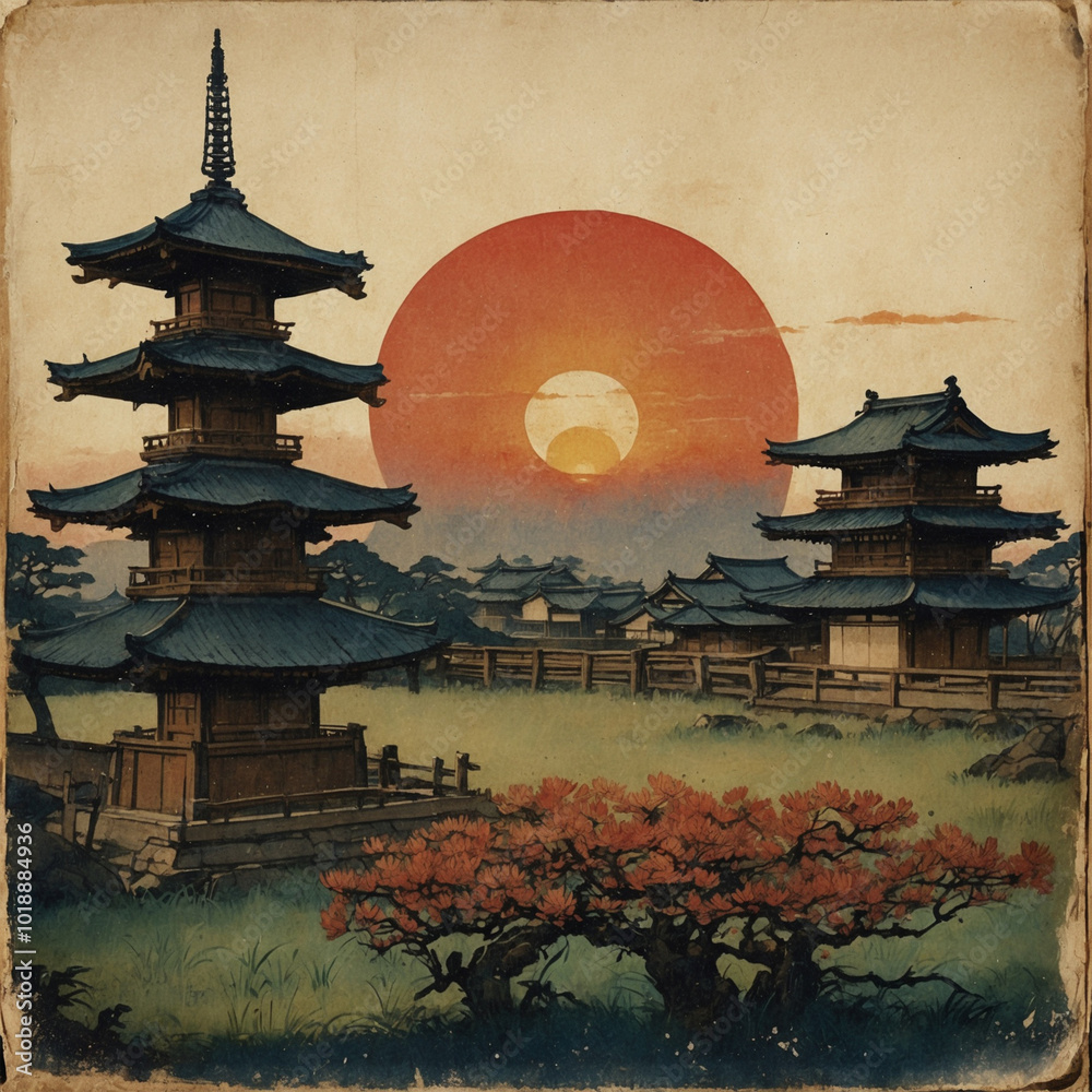Obraz premium vintage asian illustration