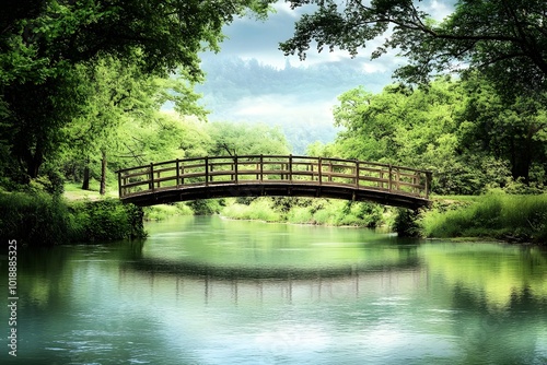 Tranquil river bridge