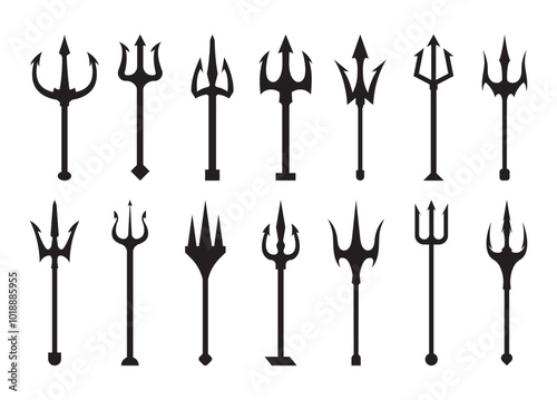 Trident vector, Trident clipart, Trident silhouette