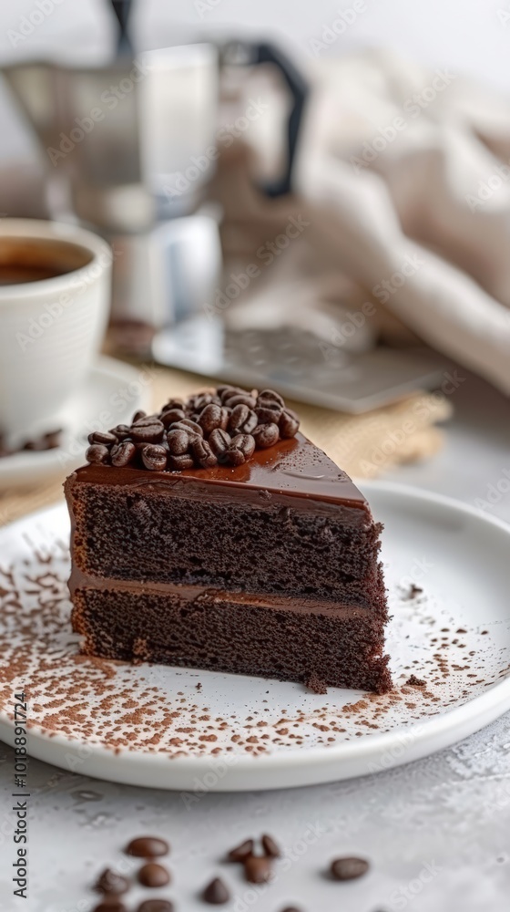 Chocolate cake and coffee. Chocolate cake and coffee.