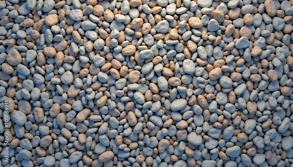 Smooth river pebbles in various shades of gray and beige forming natural texture Smooth river pebbles in various shades of gray and beige forming natural texture
