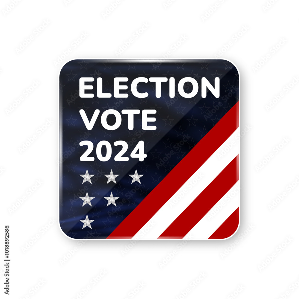 Vote badge. Presidential election day in the United States. Vote 2024. Election 2024 USA isolated background. Vector illustration. Vote badge. Presidential election day in the United States. Vote 2024. Election 2024 USA isolated background. Vector illustration.