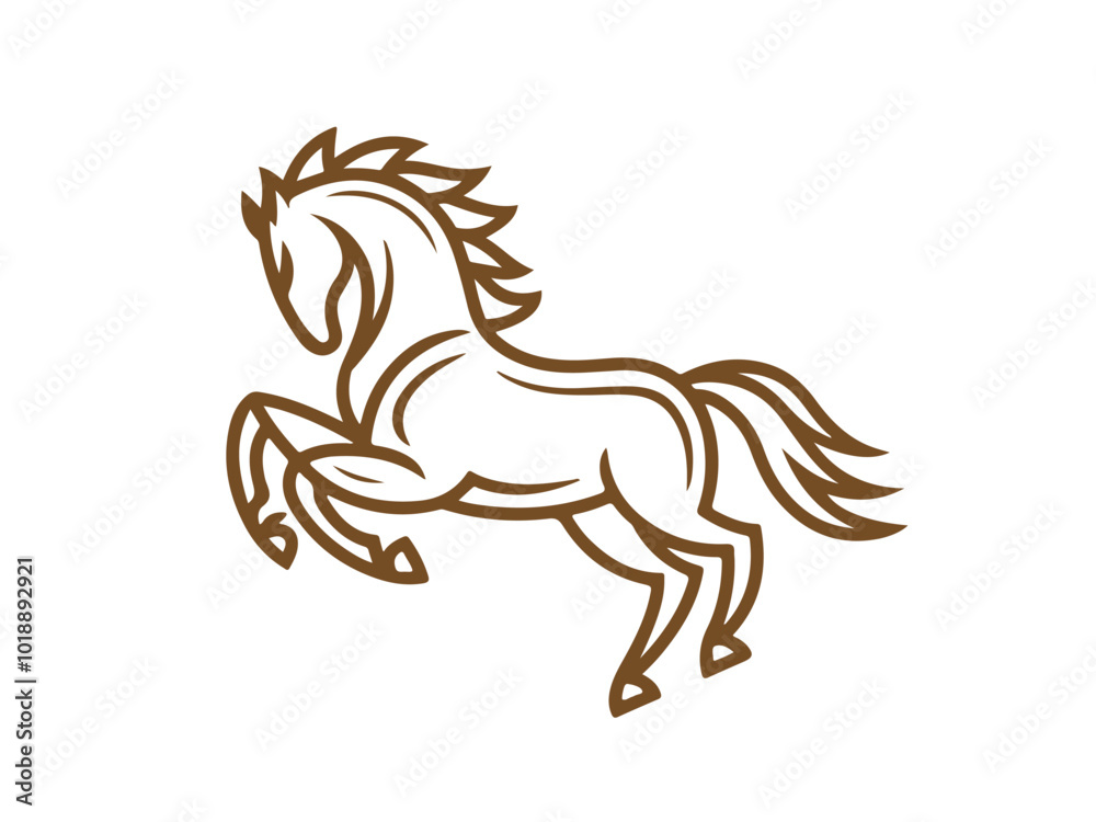 Fototapeta premium Hand drawn Running horse minimalist lines art vector 