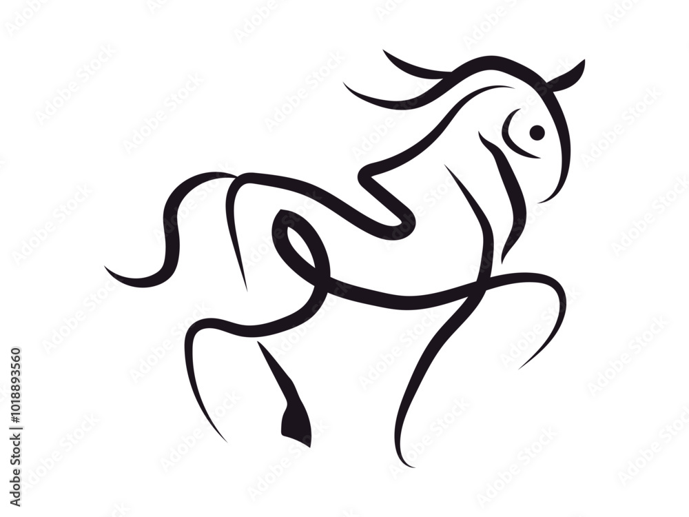 Hand drawn Running horse minimalist lines art vector Hand drawn Running horse minimalist lines art vector