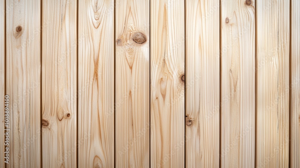 Natural wood texture featuring vertical planks with light coloration, showcasing detailed knots and grains, perfect for interior design or decoration projects Natural wood texture featuring vertical planks with light coloration, showcasing detailed knots and grains, perfect for interior design or decoration projects