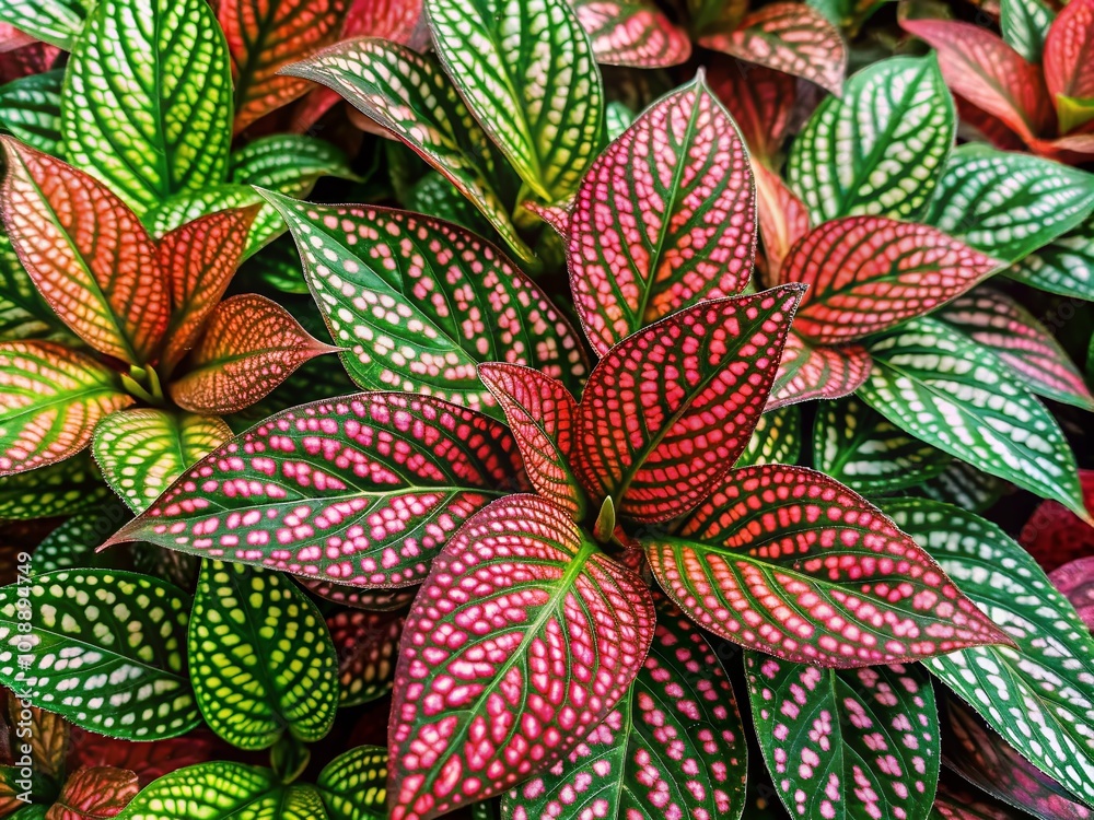 Obraz premium Lush indoor polka dot plant in decorative pot showcasing vibrant foliage and unique leaf patterns