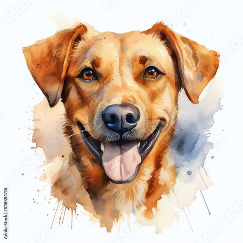 Watercolour of a dog in soft colours photo