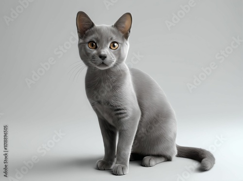 3D Illustration of An Adorable Korat Cat (Thai Cat). photo