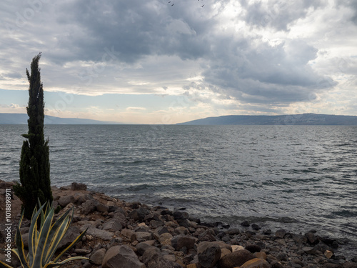 Sea of Galilee seen from Capernaum, Israel photo