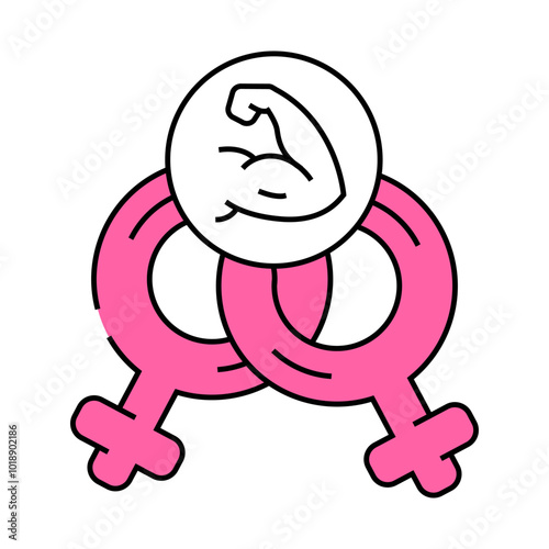 sisterhood support feminism woman line icon vector. sisterhood support feminism woman sign. isolated symbol illustration