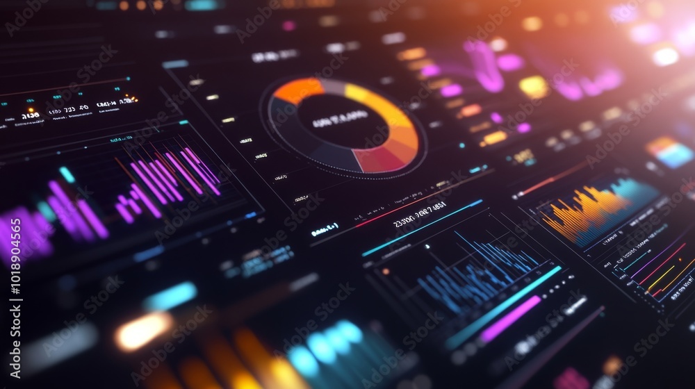 Obraz premium Vibrant Data Visualization Dashboard Interface