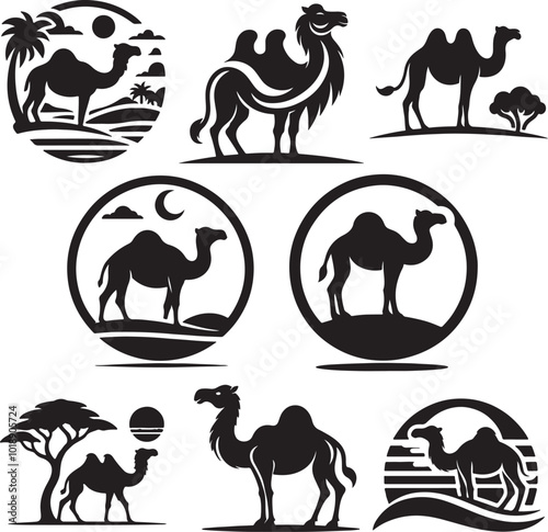  silhouette set of a camel 