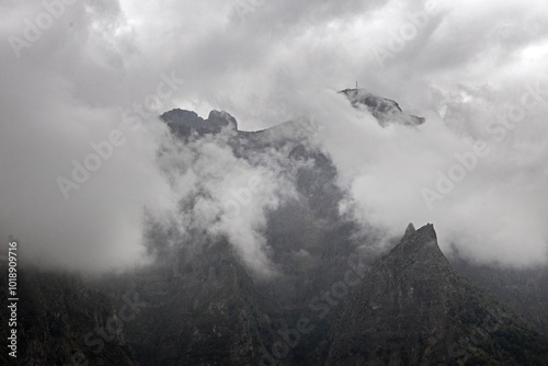 Valley. Forest of Balcoes Madeira. Mountains and clouds. photo